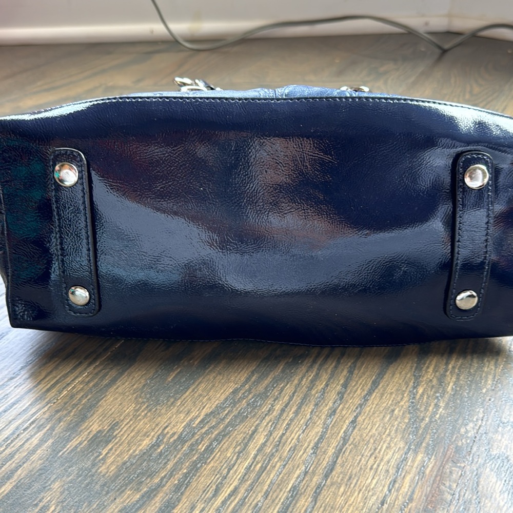 Women’s Coach Blue Leather/Patent Satchel Bag - Picture 2 of 4